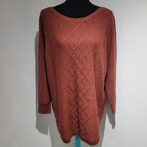 Reitmans Women's Longline Knit Long Sleeve Sweater Size XXL Rust Brown Cozy Warm